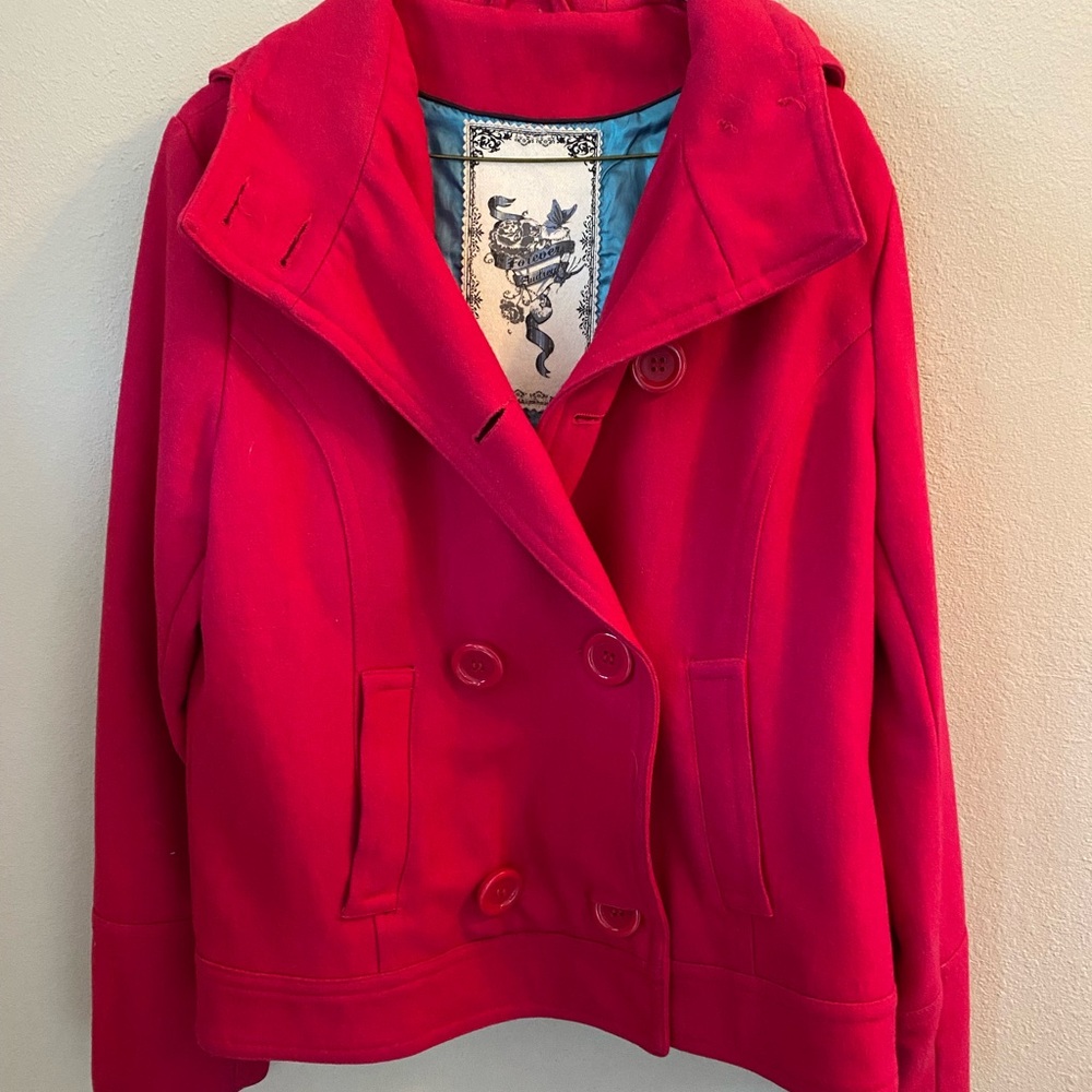Womens Hot pink Peacoat size large.  Excellent condition & very flattering on.